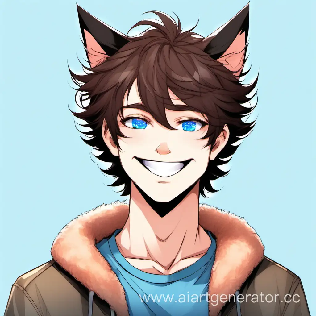 Joyful-Young-Man-with-Cat-Ears-and-Fluffy-Chestnut-Hair