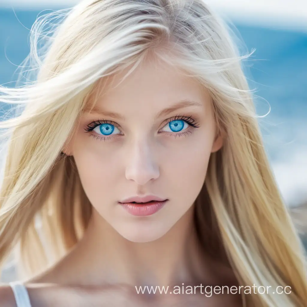 Красивая блондинка с голубыми глазами на переднем плане