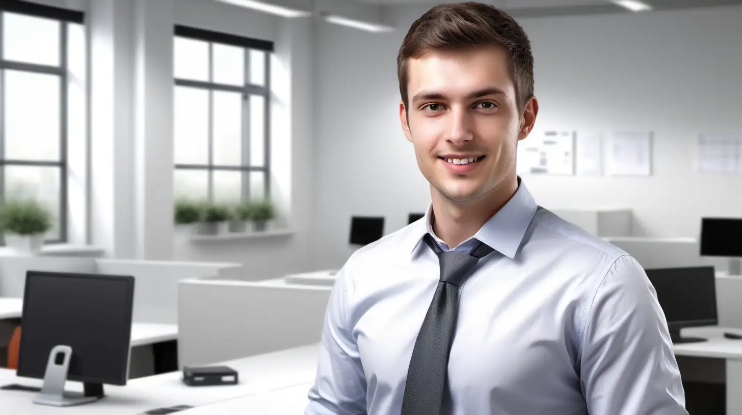 Young European Salesman in Relaxed Office Setting