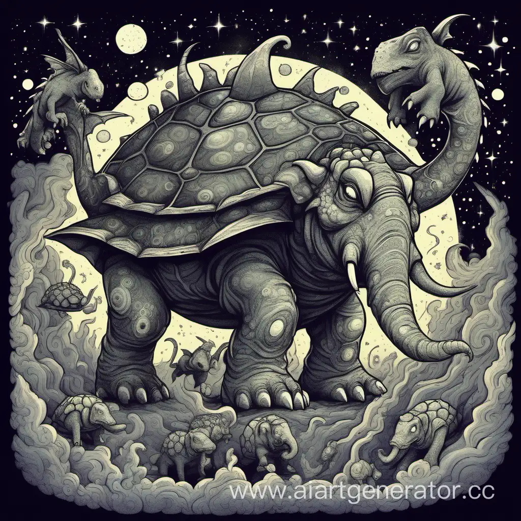 Fantasy-Creature-Majestic-ElephantLegged-Turtle-Dragon-with-Cosmic-Snout