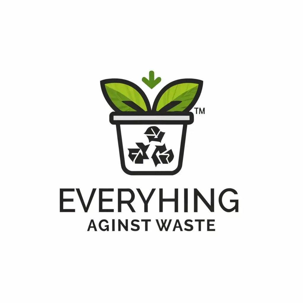 a logo design,with the text "Everything against waste", main symbol:leaves, trash can,Moderate,clear background