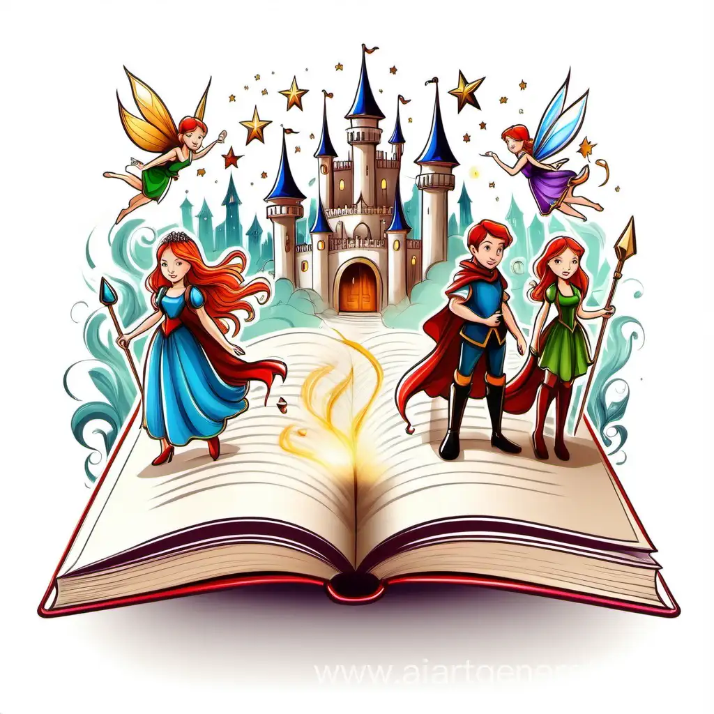 Magical-Fairy-Tale-Book-on-White-Background-with-Enchanting-Heroes