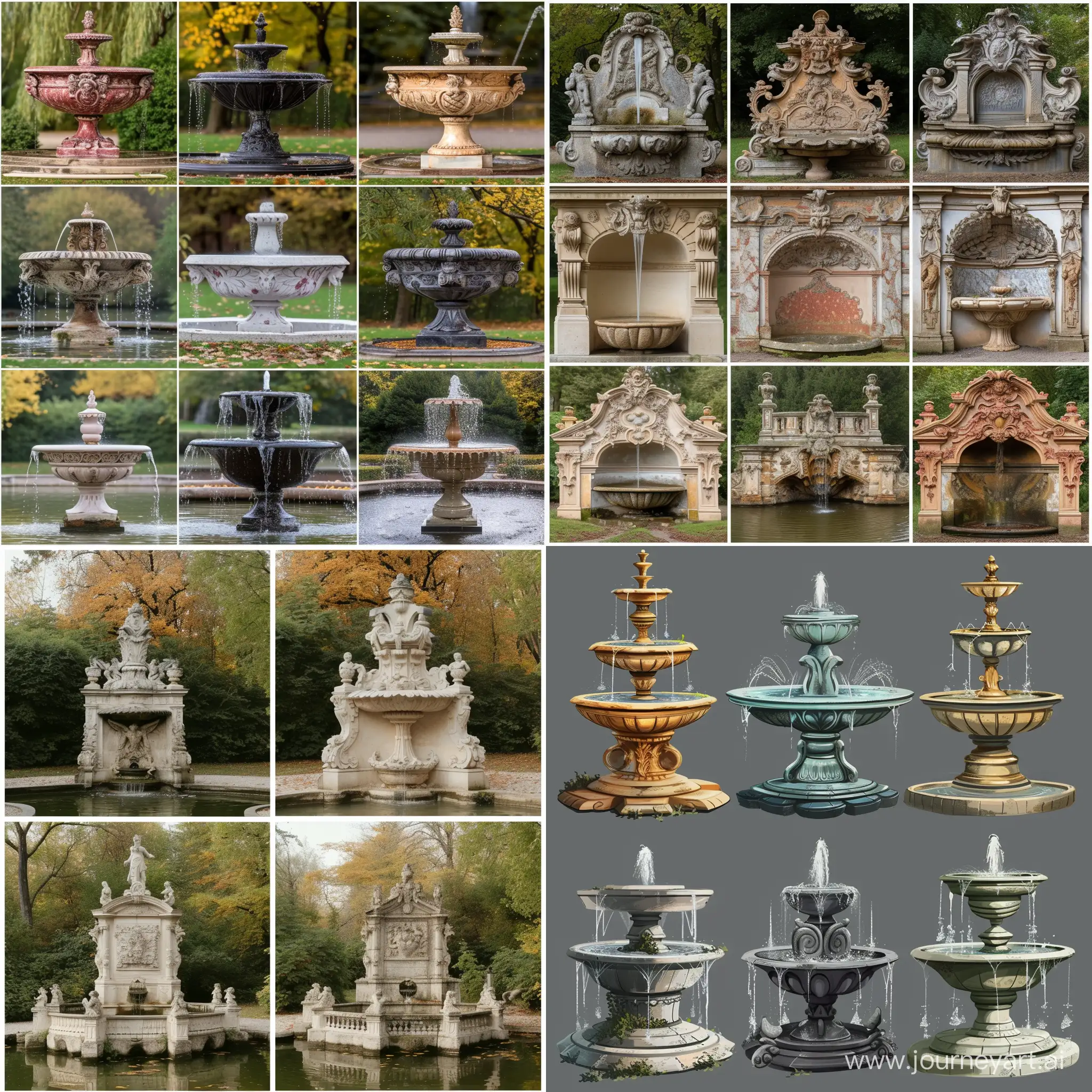 Six-Unique-Variations-of-Baroque-Fountains