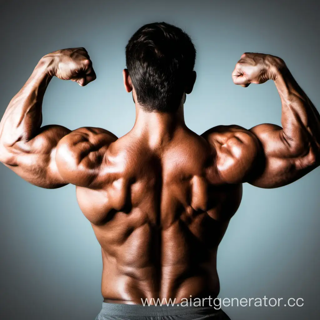 Muscular-Man-Displaying-Powerful-Biceps-from-Behind