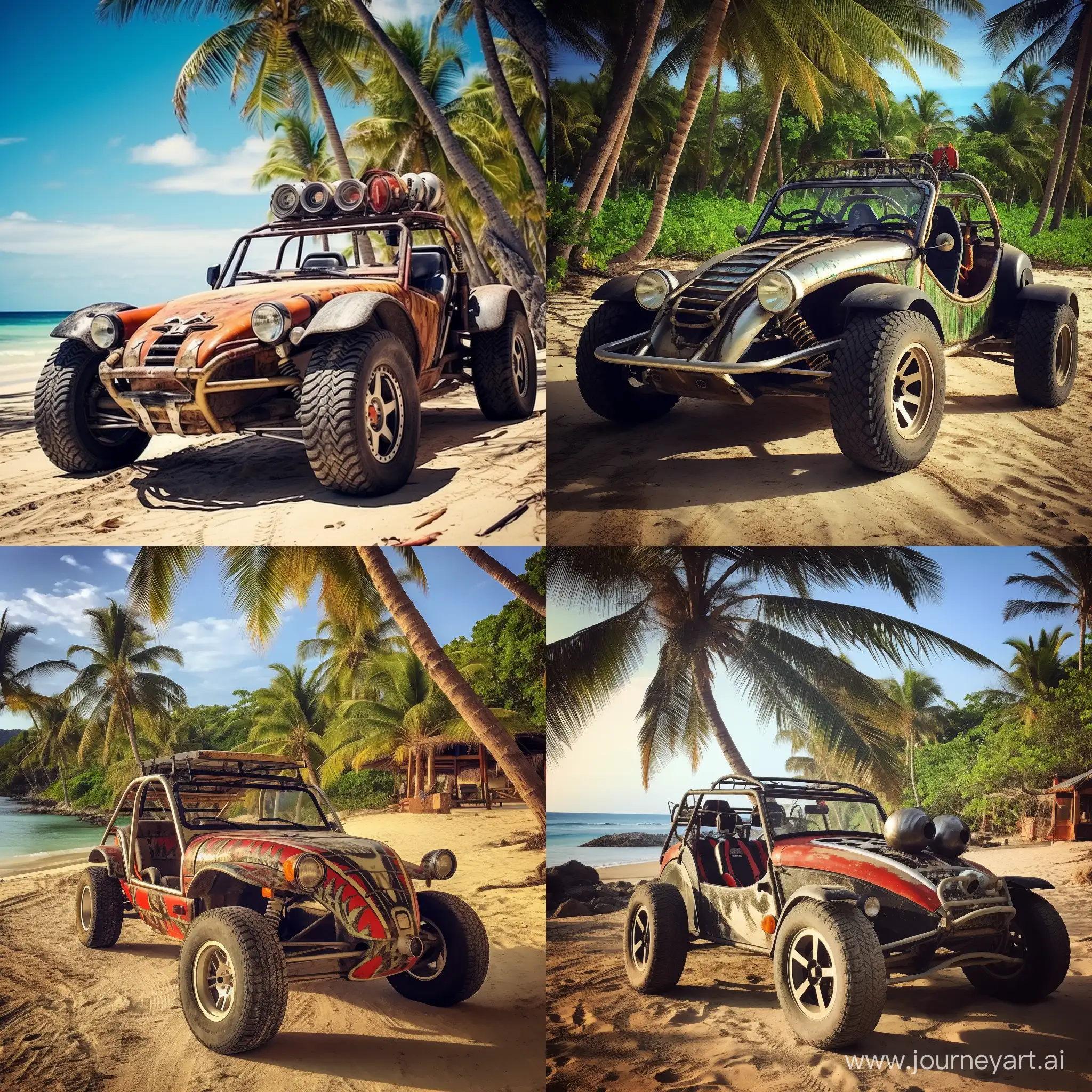 Old school meyers manx dune buggy in the Caribbean 
