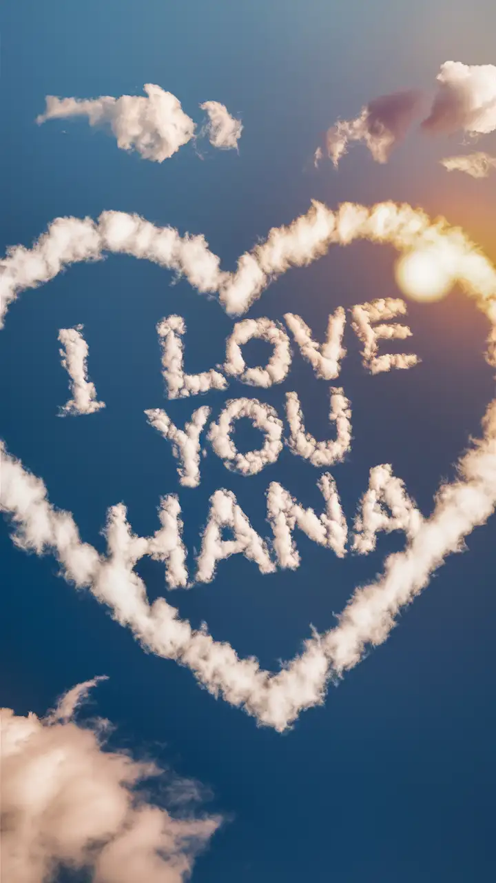 Romantic Gesture I Love You Hana Written in the Sky with Clouds