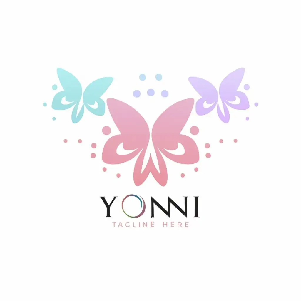 logo, Simple Pastel butterflies, with the text "Yoni", typography, be used in Retail industry