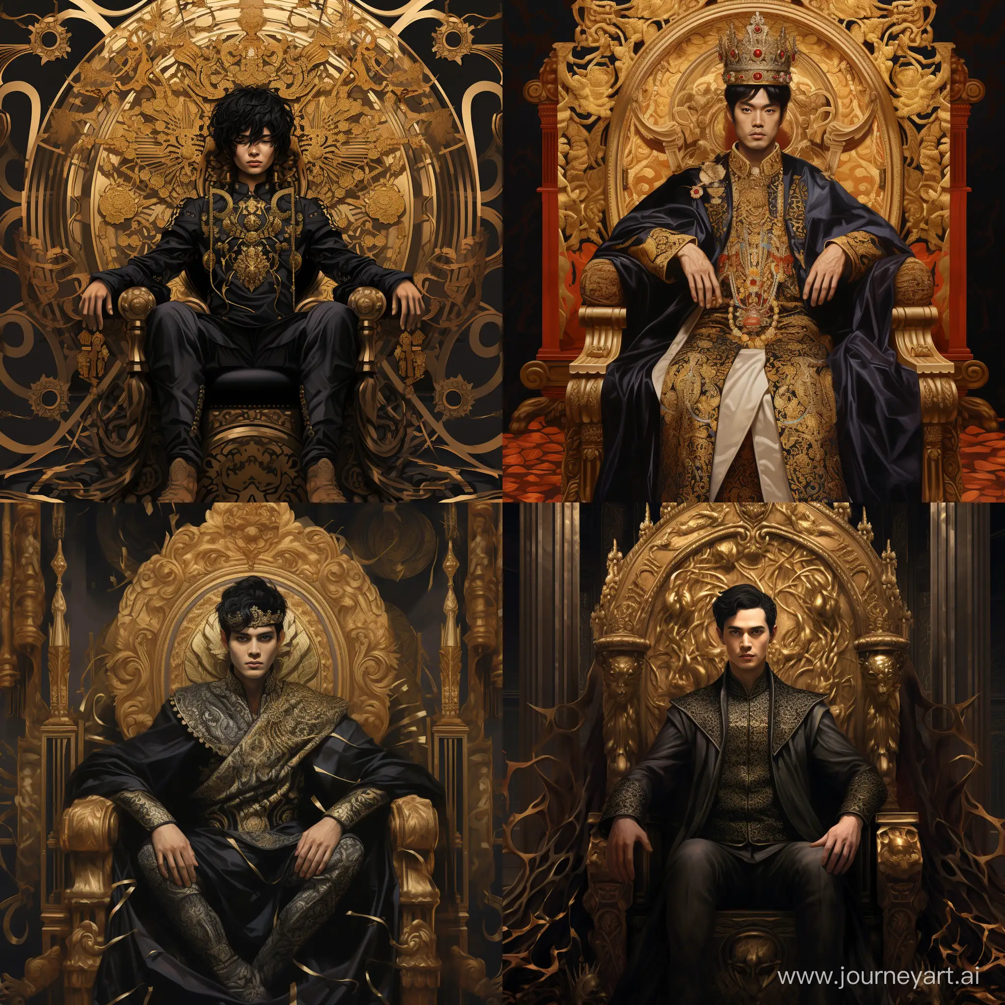 Regal-Emperor-on-Golden-Throne-with-Black-Hair