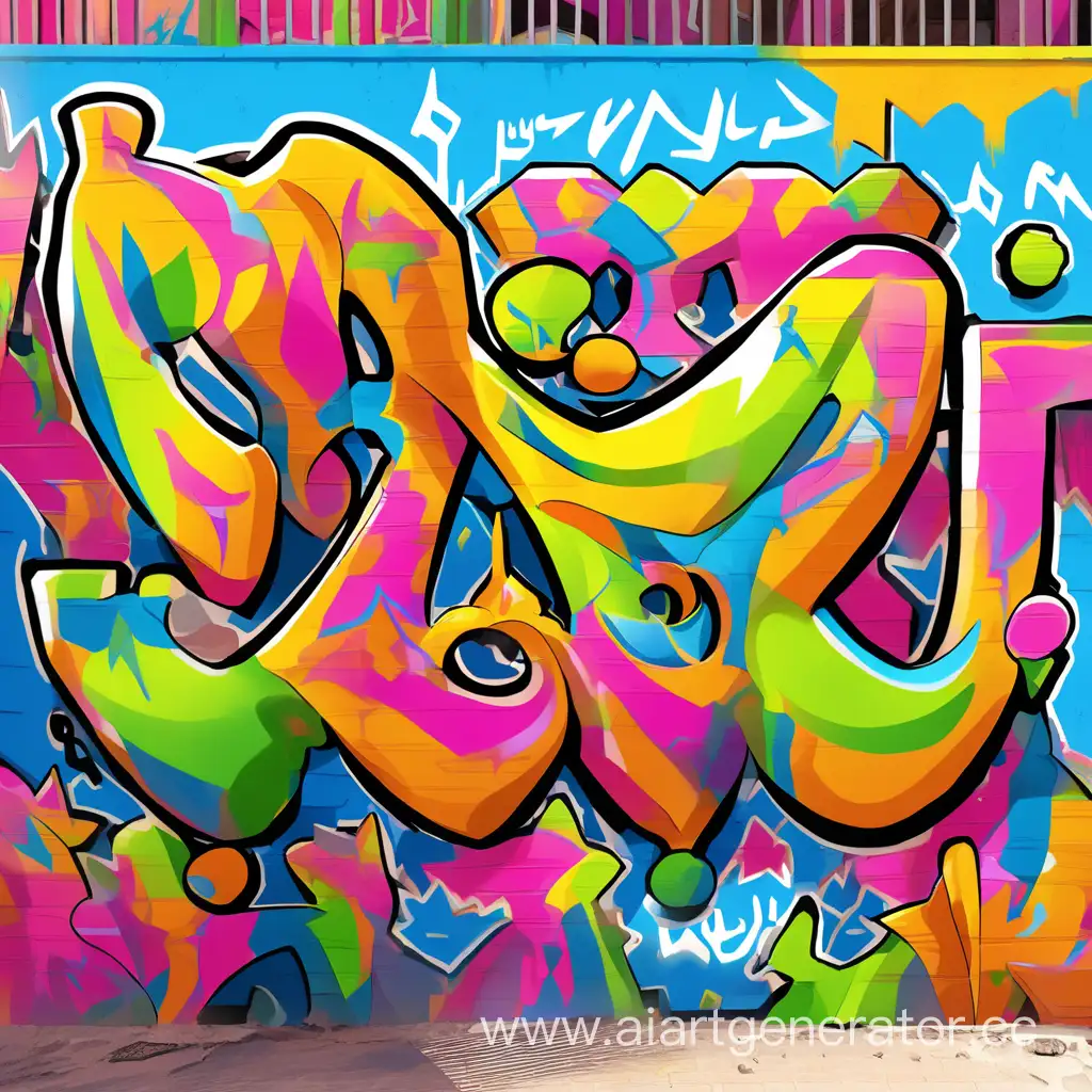 multi-colored graffiti in Arabic style