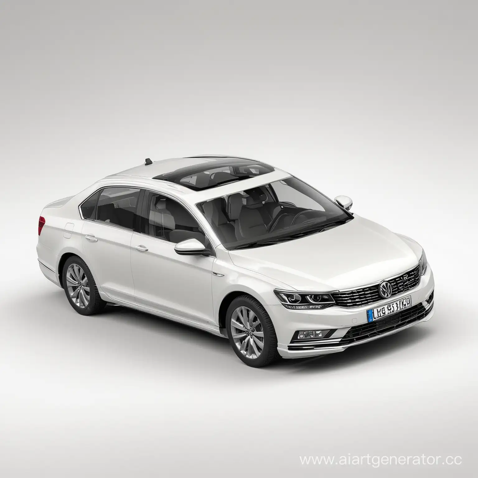 3D-Model-Volkswagen-Passat-B8-Top-Front-View-on-White-Background
