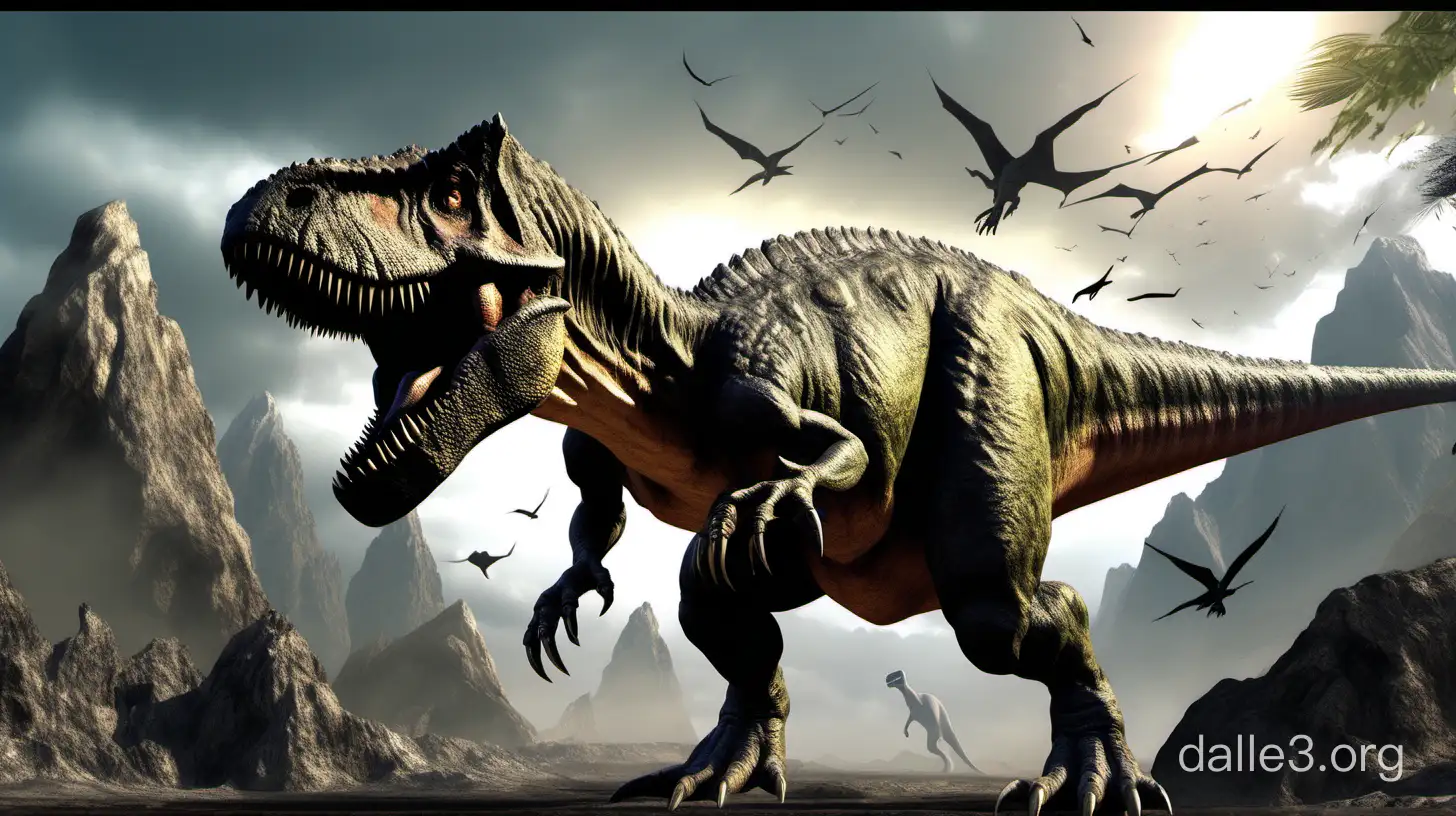 Apocalyptic Extinction Gigantic Dinosaur with Menacing Fangs | Dalle3 AI