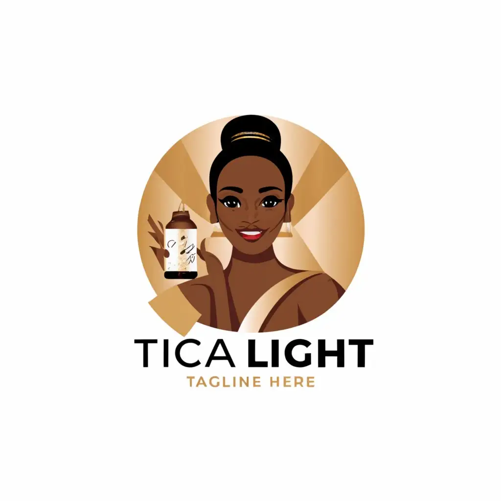 a logo design,with the text "Tica Light", main symbol:black woman with skin products,Moderate,be used in Beauty Spa industry,clear background