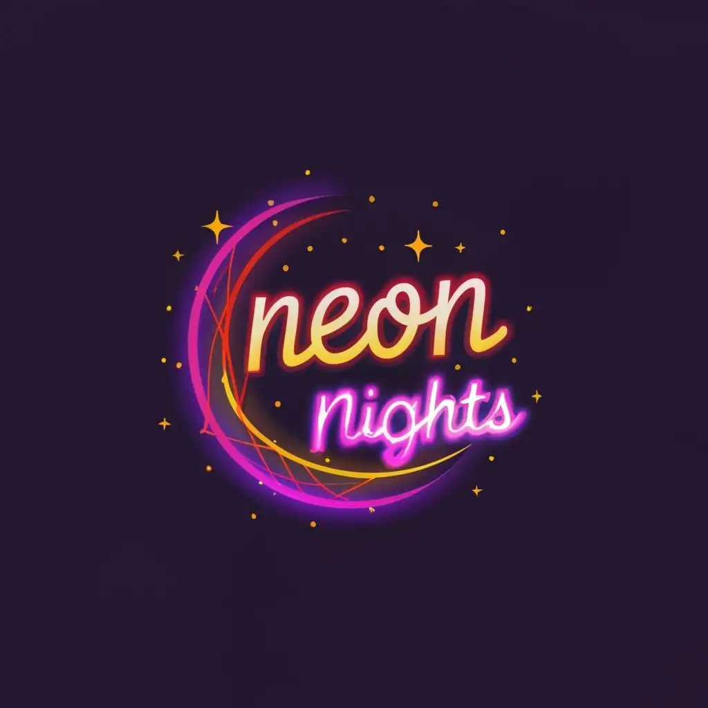 LOGO-Design-For-Neon-Nights-Crescent-Moon-with-Vibrant-Neon-Typography-for-Entertainment-Industry