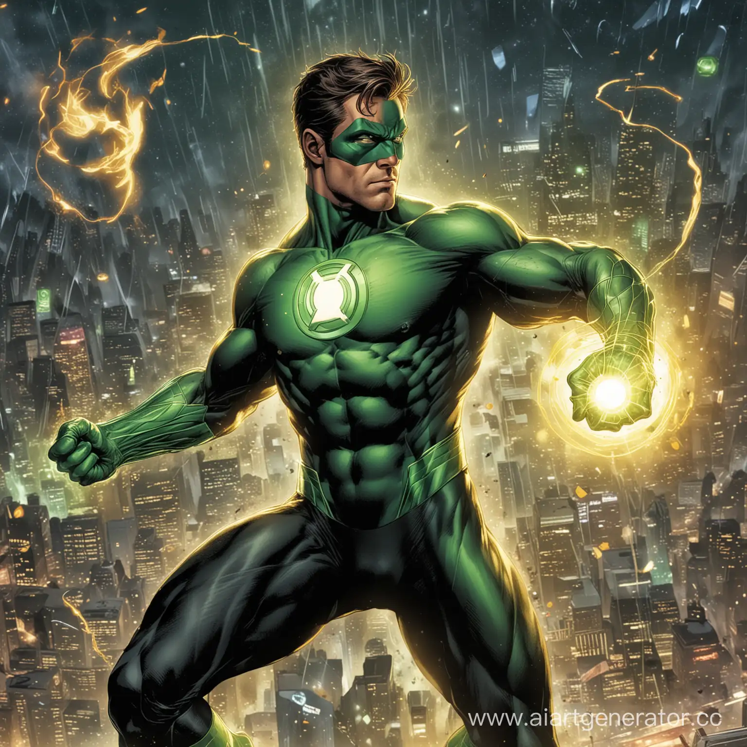 Intense-Clash-Green-Lantern-versus-Yellow-Opponent