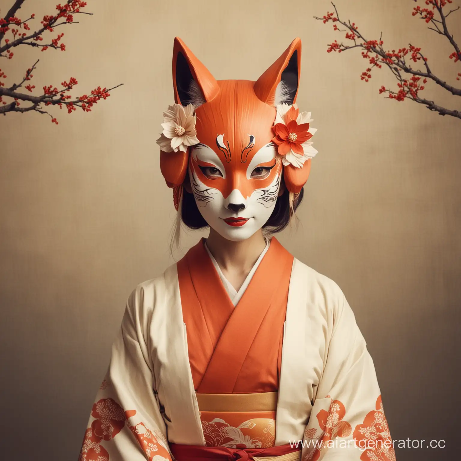 Kitsune-Person-in-Traditional-Japanese-Kitsune-Mask-Art
