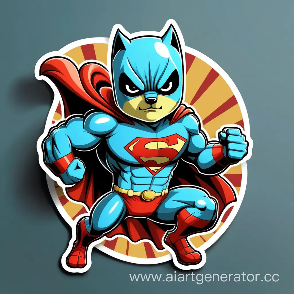 Create a unique sticker design featuring a super hero animal sport with an incredible style 