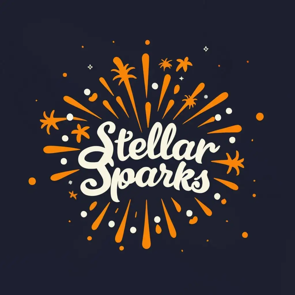 logo, fireworks, with the text "stellar sparks", typography, be used in Internet industry