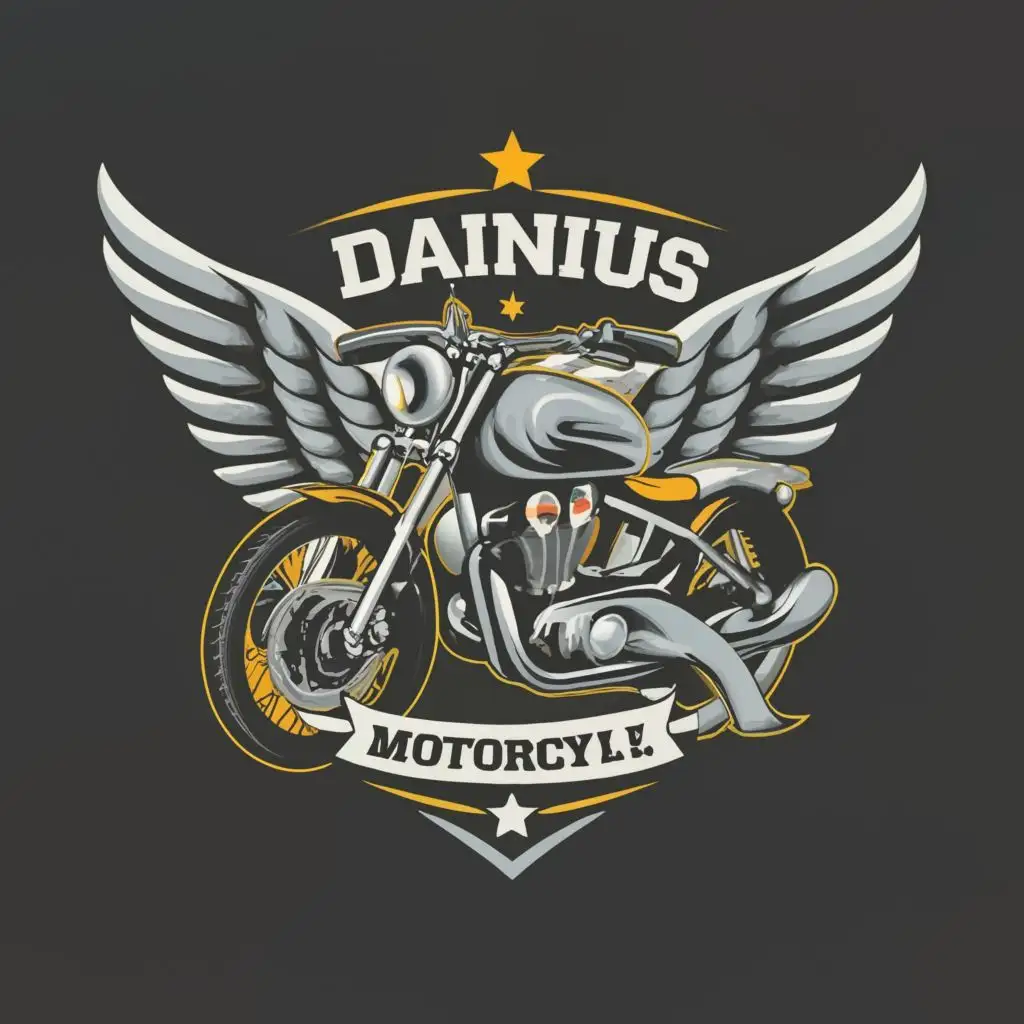 logo, generate an image depicting love for motorcycles, bikers, without wings, gray motorcycle, with the text "Dainius K. ", typography, be used in Automotive industry