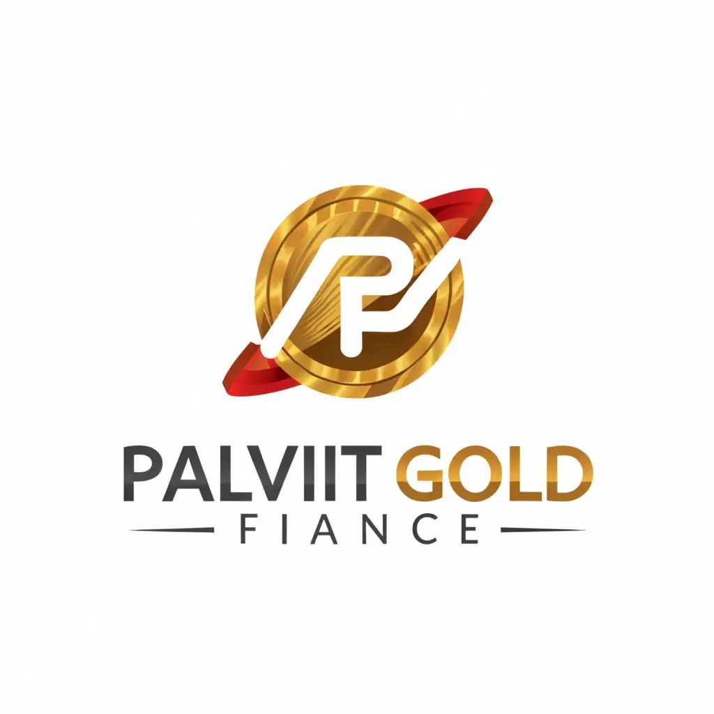 a logo design, with the text 'Palvit Gold Finance', main symbol: Gold Finance, Moderate, to be used in the Technology industry, clear background The color is yellow, blue and a touch of red