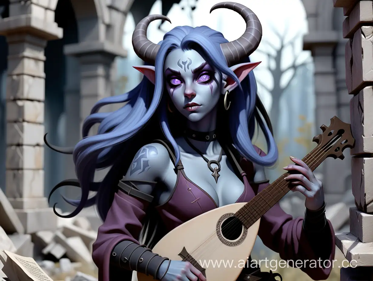 Tiefling-Bard-Serenades-Amidst-Ruins-and-Forest