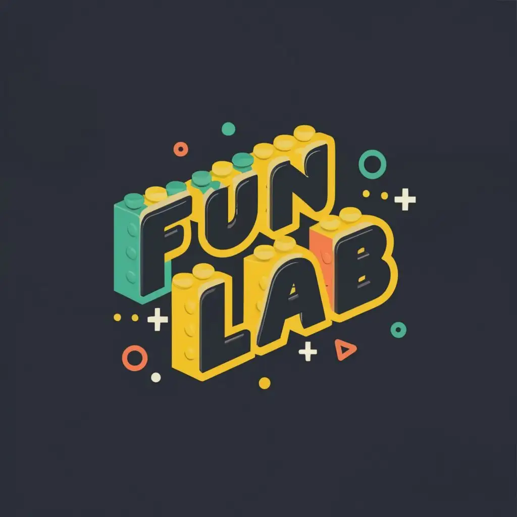 logo, similar to Lego logo, with the text "FUN LAB", typography, be used in Technology industry