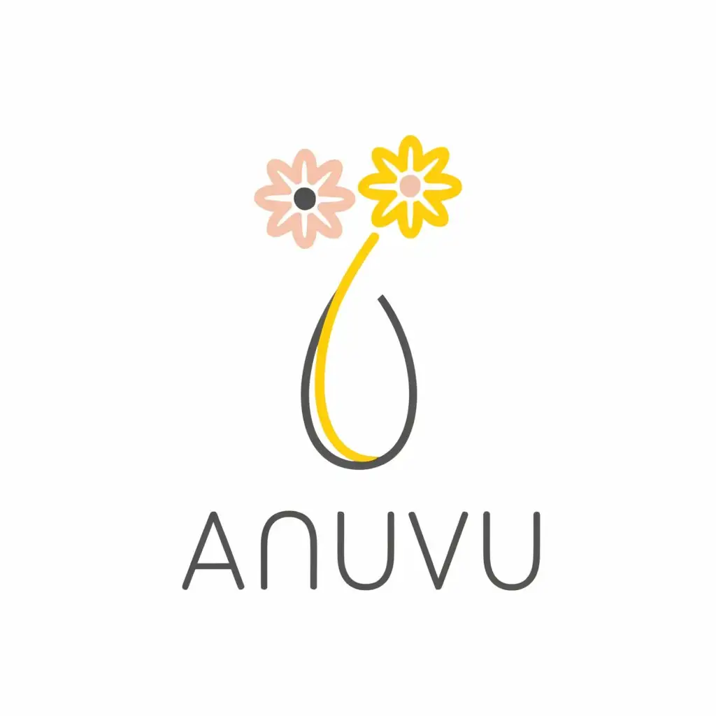 a logo design, with the text 'anuvu', main symbol: flowers, Minimalistic, to be used in Education industry, pink background