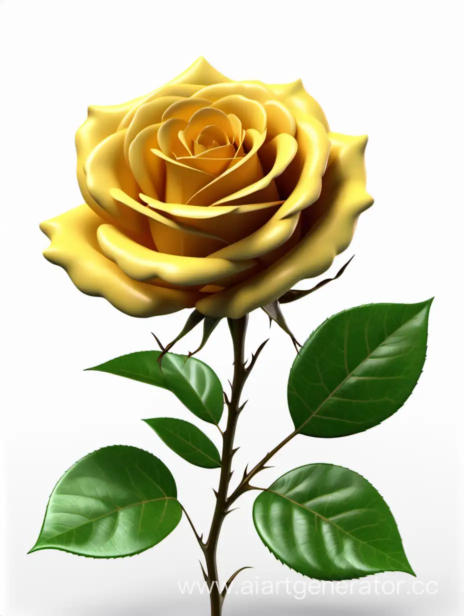 Vibrant-Dark-Yellow-Rose-with-Lush-Green-Leaves-in-8K-HD