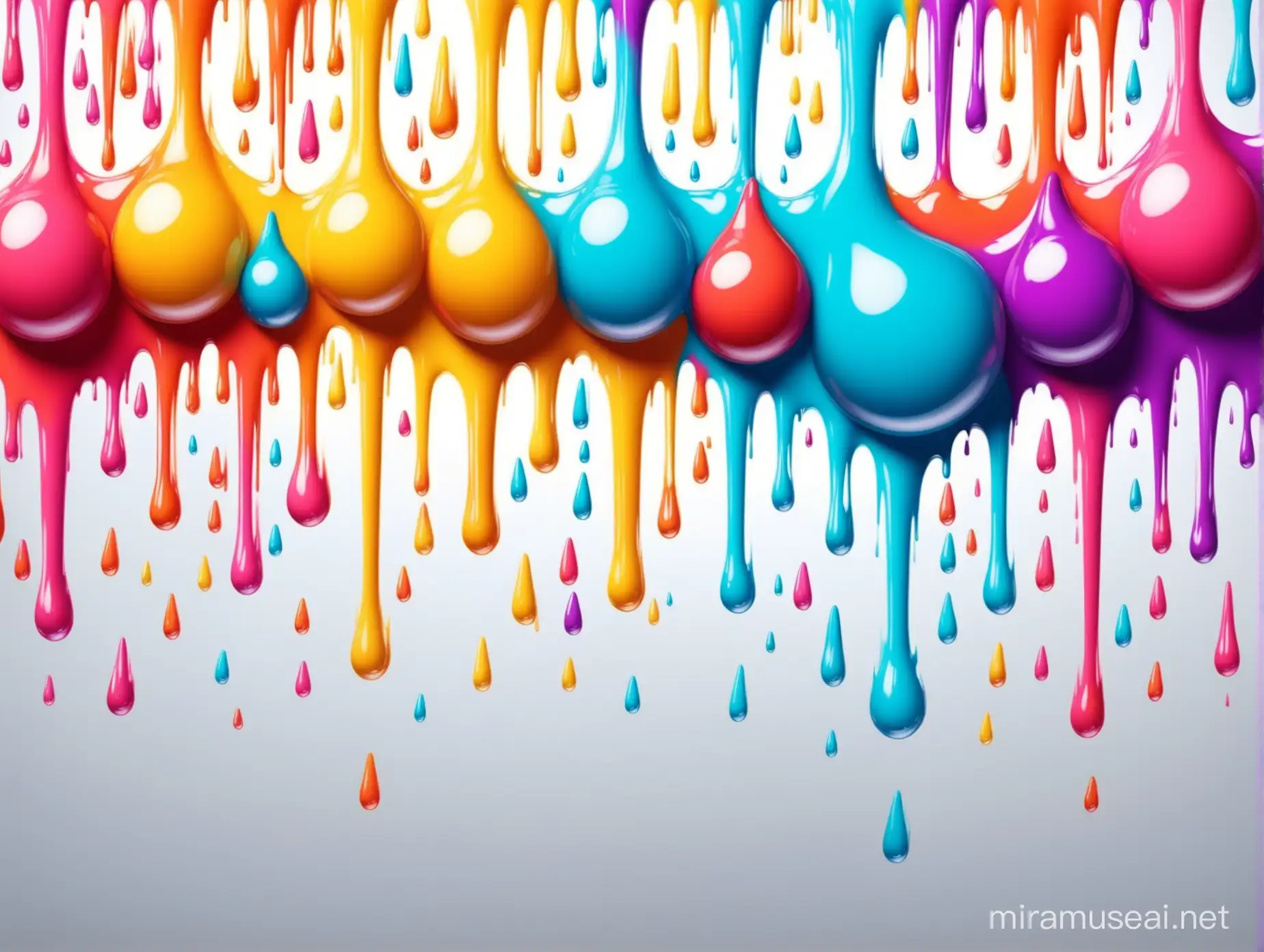 Vibrant Multicolored Paint Drips Background with 3D Swollen Effect