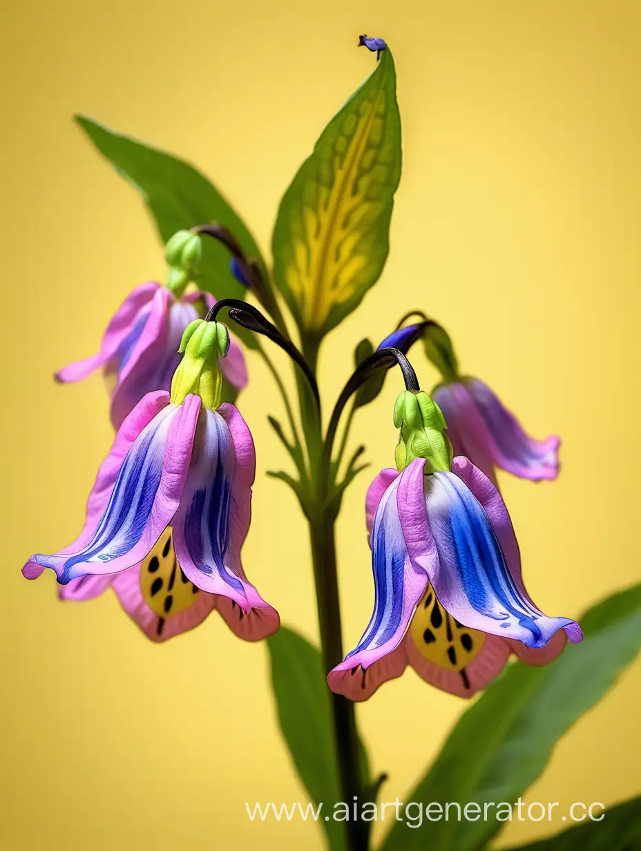 Vibrant-Virginia-Bluebells-Blossoming-Against-Yellow-and-Pink-Backdrop