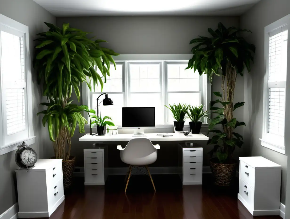 Invigorating Small Home Office Design Ideas with Plants