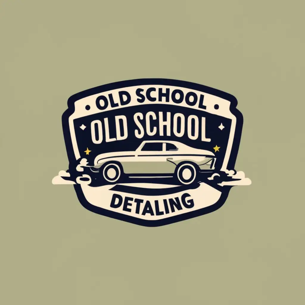 logo, wash cars , car , stars , with the text "Old School Detailing", typography