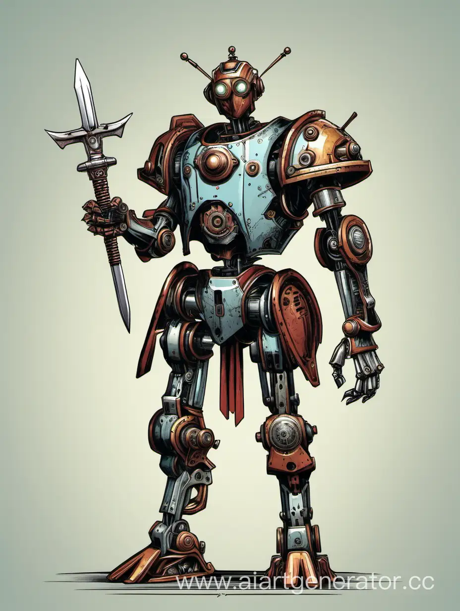D&D Робот-изобретатель с двумя кинжалами в руках