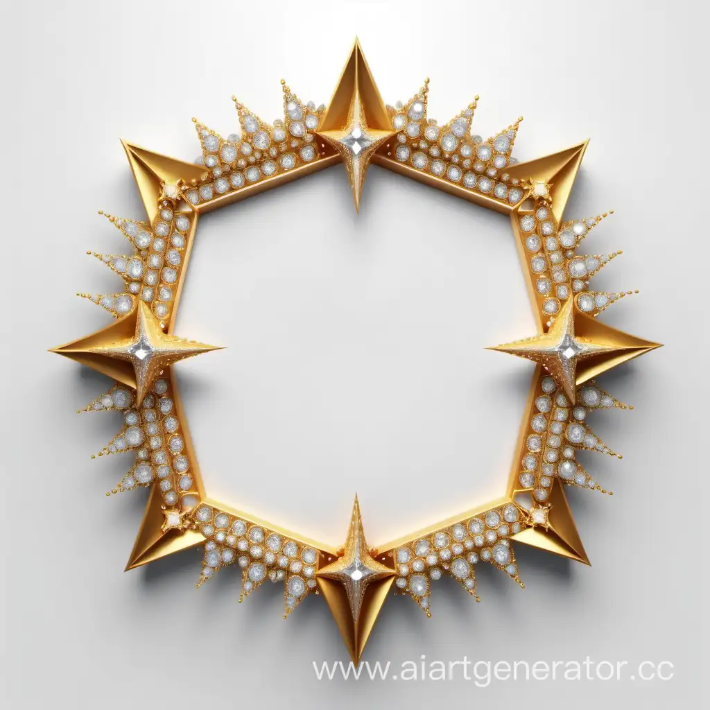 Golden-Star-Frame-Surrounded-by-Diamonds-Photorealistic-4K-Image