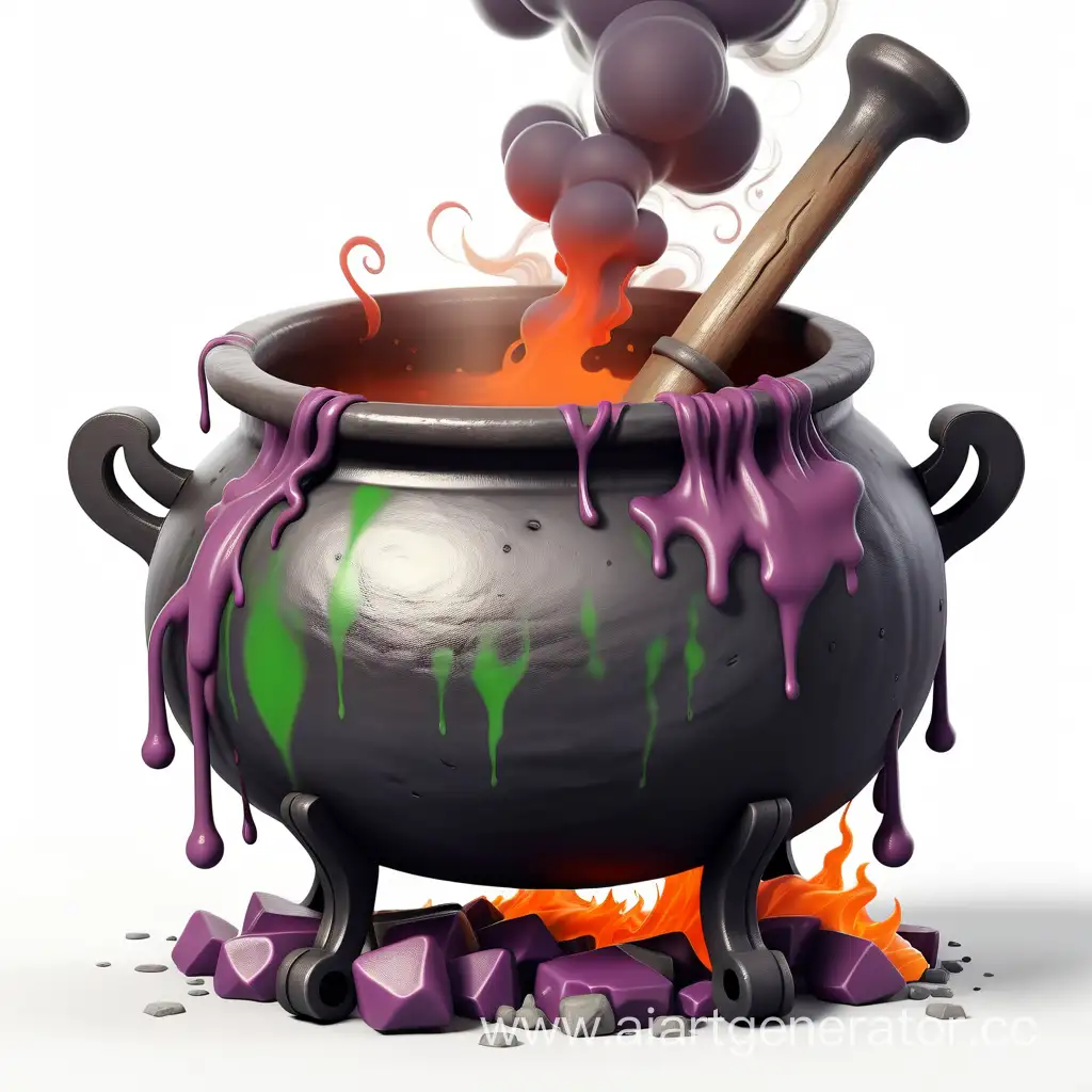 Magical-Cauldron-Boiling-Potion-on-a-White-Background