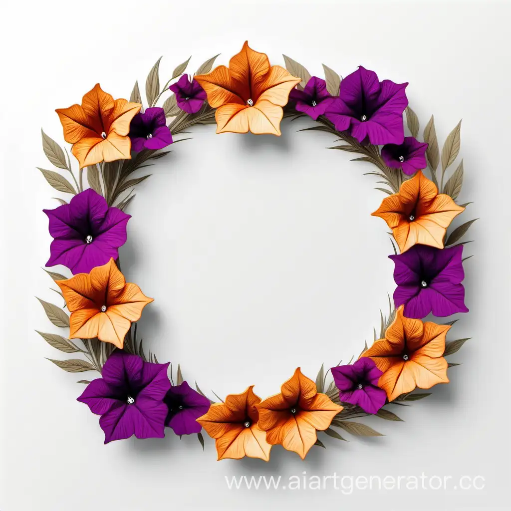 Elegant-3D-Flame-Border-with-Dry-Bouquets-Floral-Wreath-Frame