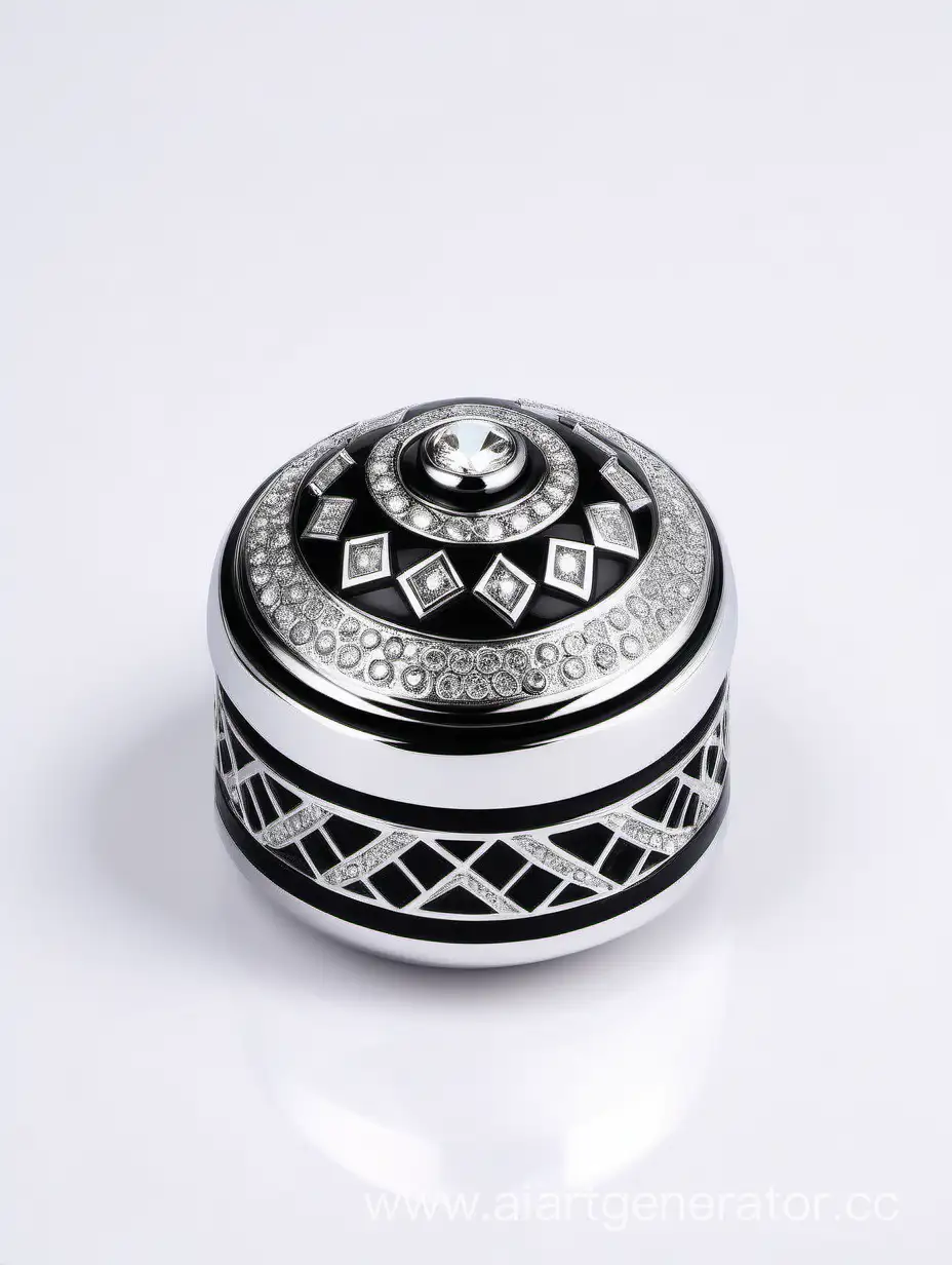Zamac-Perfume-Ornamental-Long-Cap-with-Black-and-White-Diamond-Finish