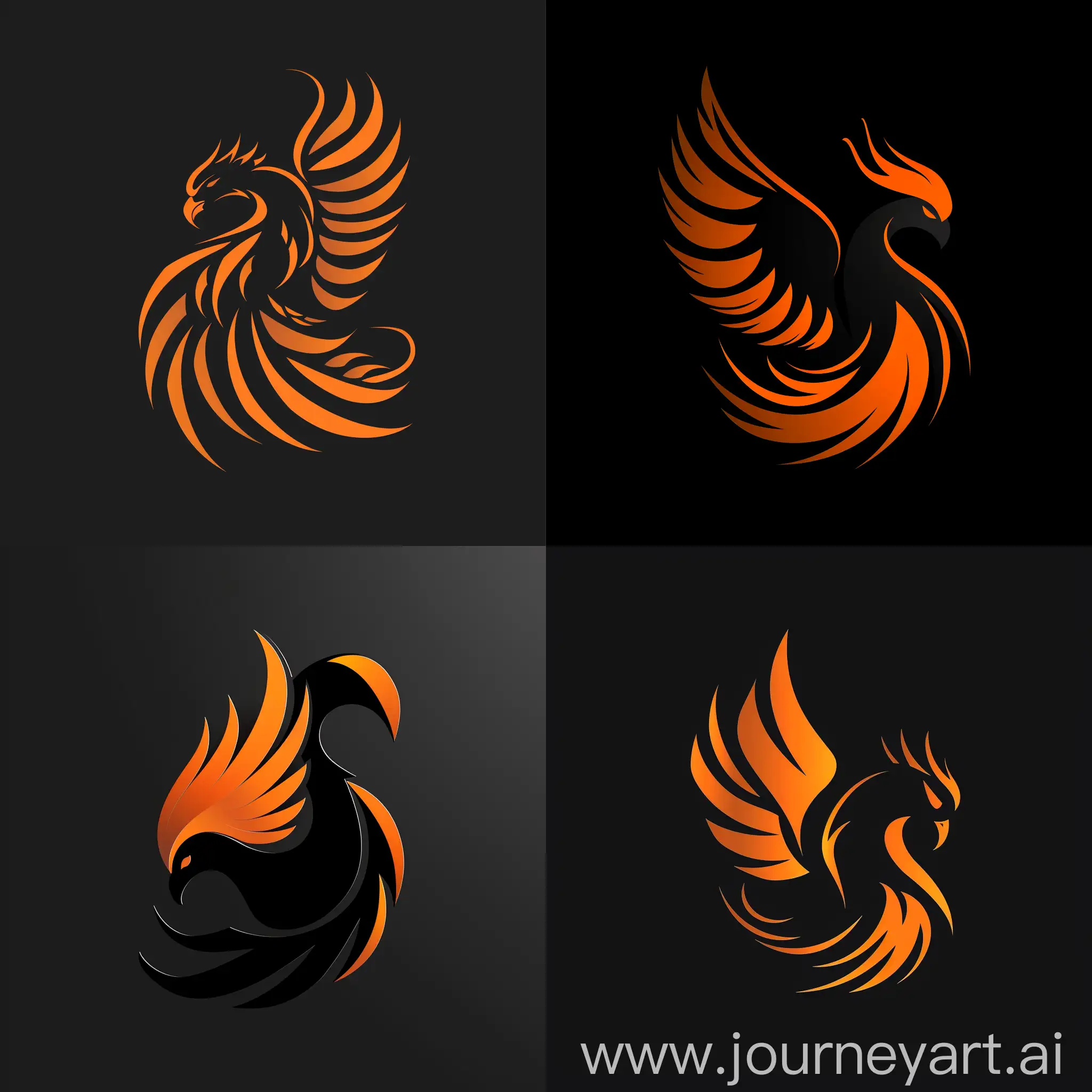 птица феникс в черно-оранжевых тонах, логотип в высоком разрешении