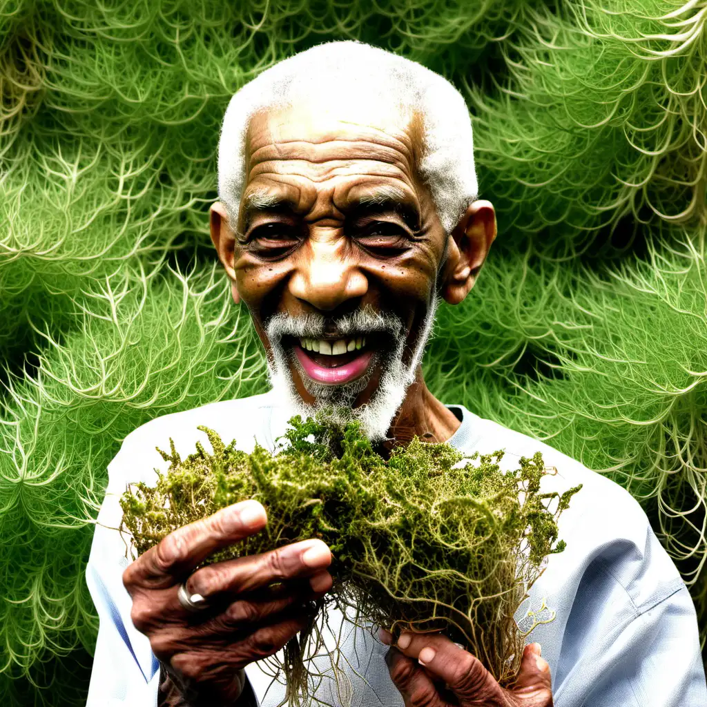 Dr Sebi Smiling with Joy while Holding Sea Moss