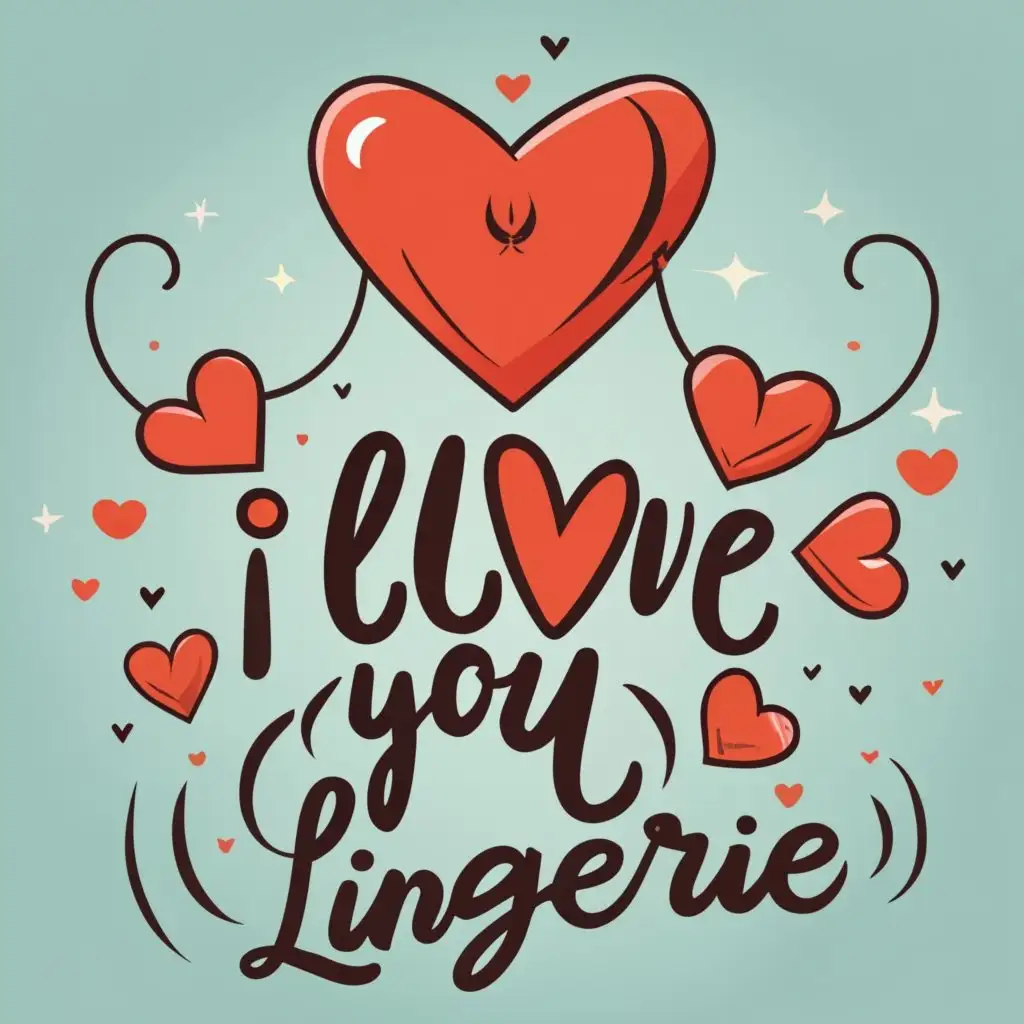 logo, red big heart in the middle, with the text "I love you lingerie", typography, be used in Retail industry