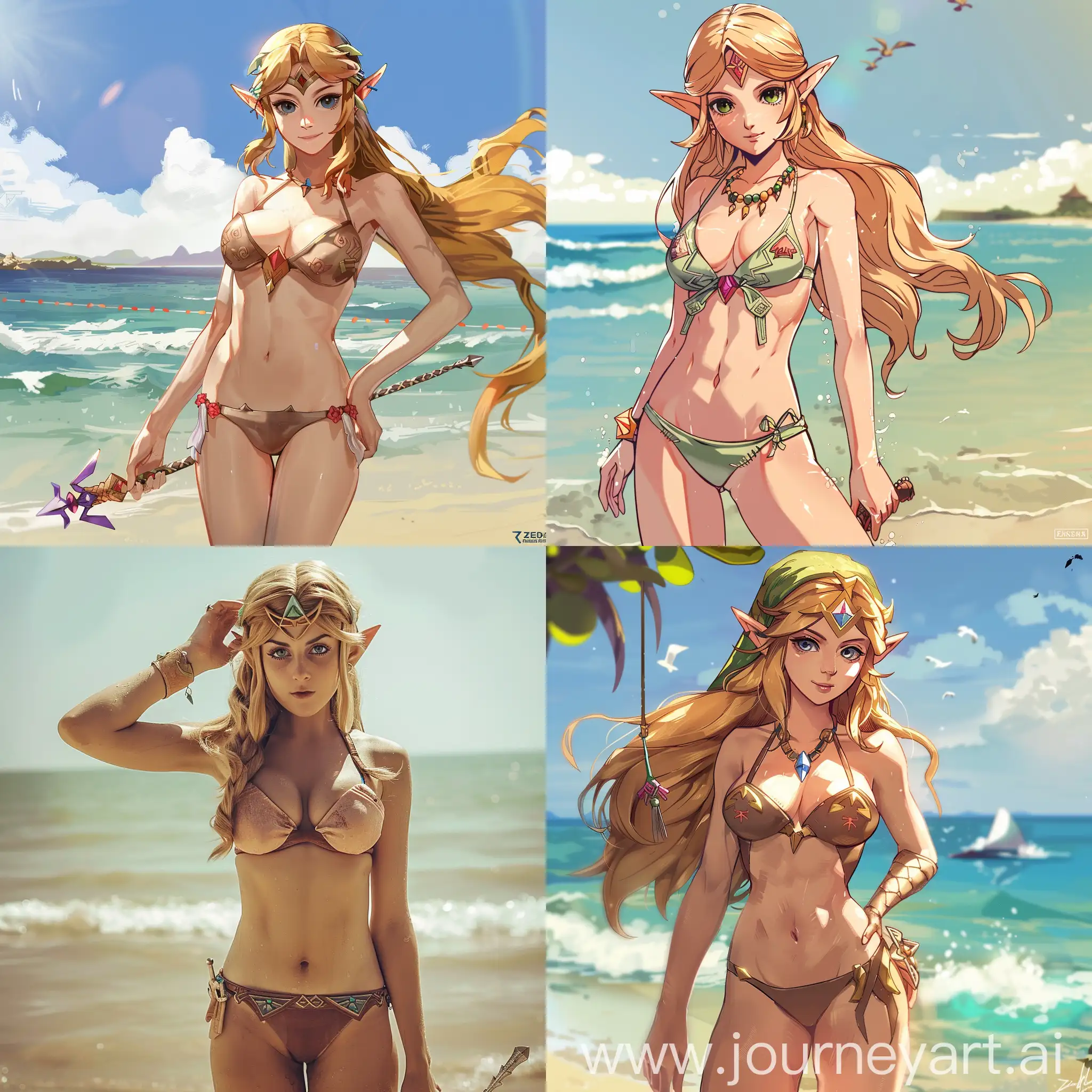 Princess-Zelda-Relaxing-at-the-Beach-in-a-Bikini