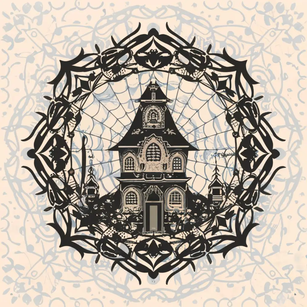 LOGO-Design-For-Dressed-In-Decay-Haunted-House-Sacred-Geometry-in-Mysterious-Ambiance