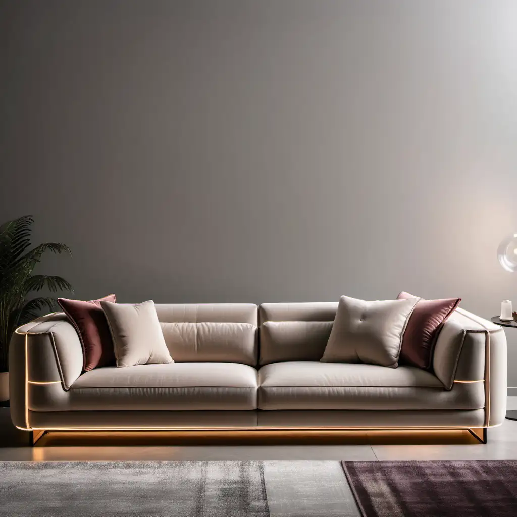 Modern Italian Style Sofa with Turkish Design Accents and LED Detail