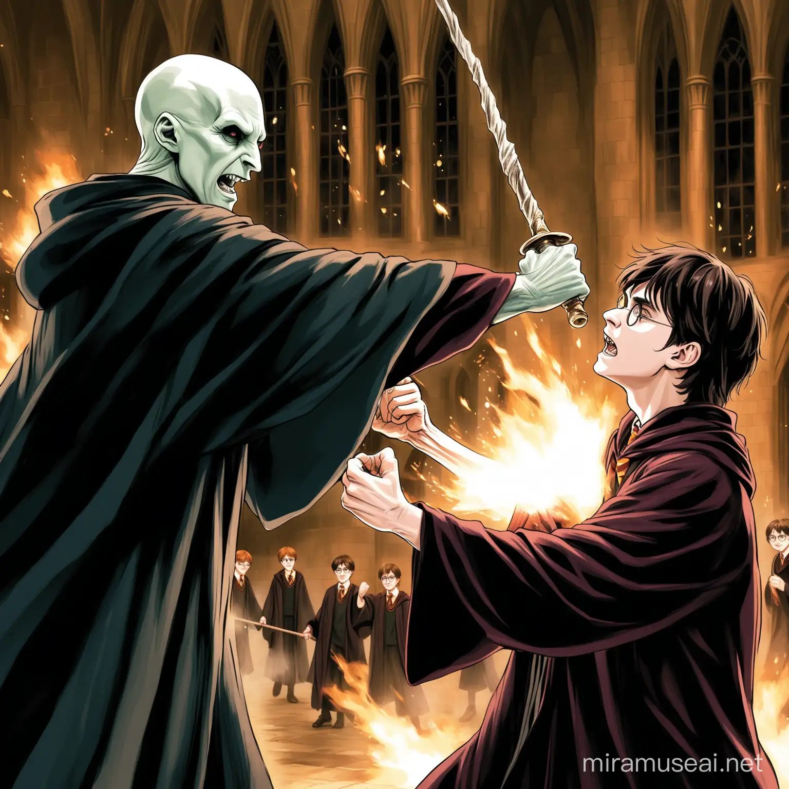 Heroic Wizard Duel Harry Potter Confronts the Dark Lord Voldemort