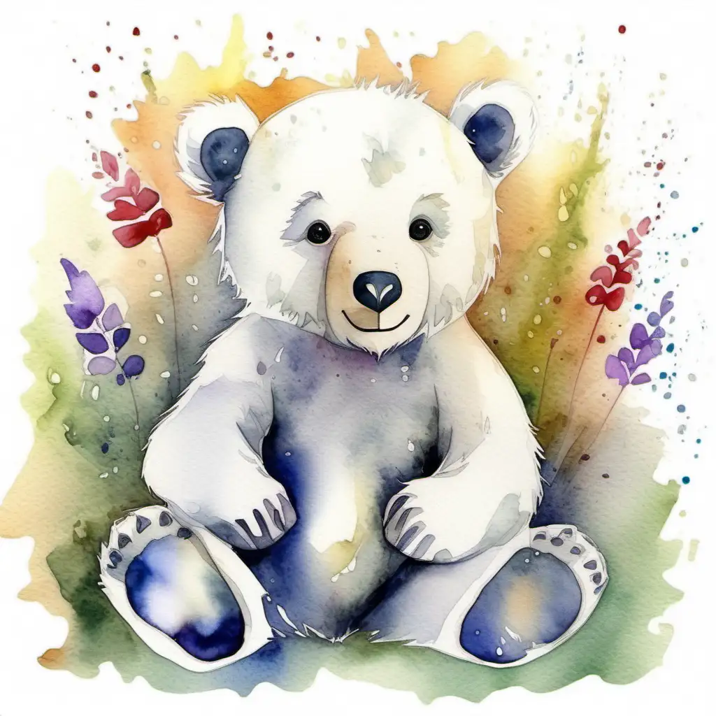 Kuala  bear cub jolly good happy watercolour painting artwork beautiful magical enchantment  white background 