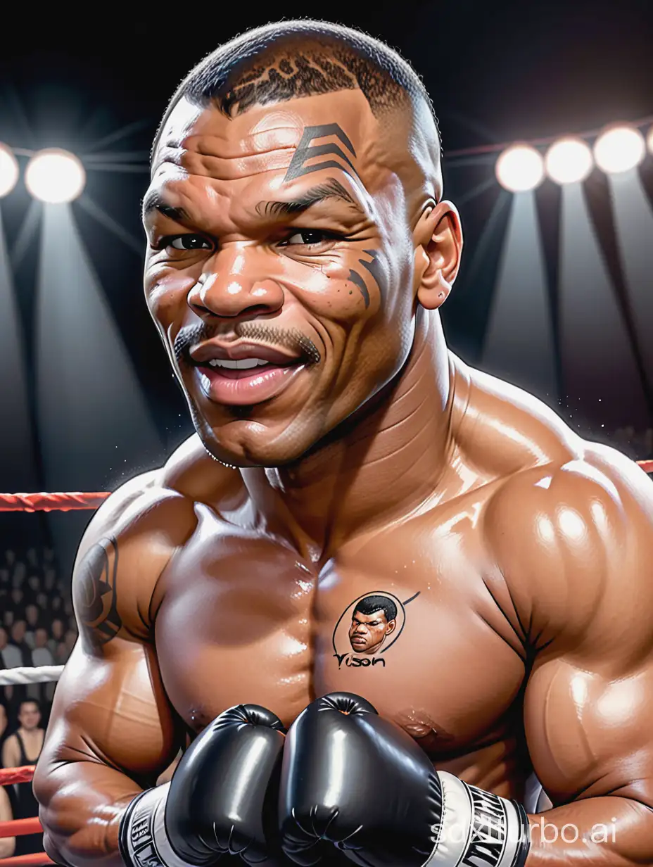 Caricature-of-Mike-Tyson-Boxing-in-the-Ring