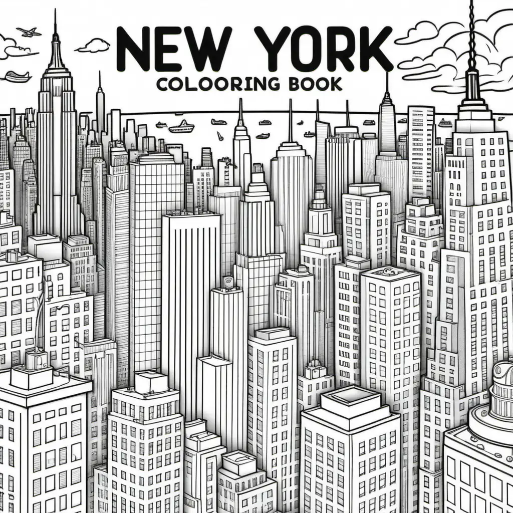 NEW YORK CITY COLORING BOOK FRONT COVER WITH COLOR 