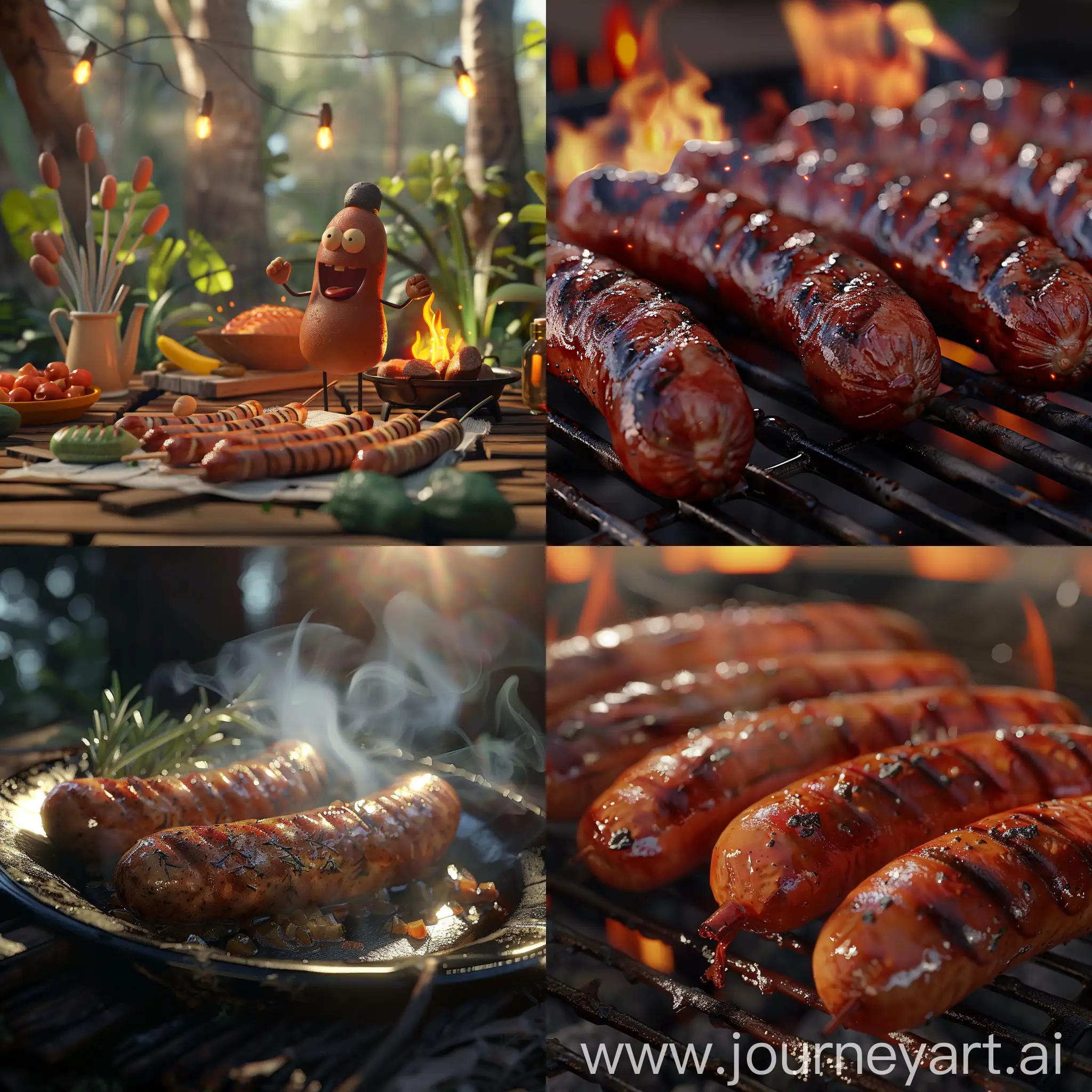 Grilled sausages :: 3D animation