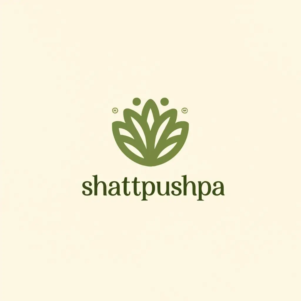 a logo design,with the text "shatpushpa", main symbol:green small aesthetic flowers
 tagline the high quality organic fennel seeds,Minimalistic,clear background