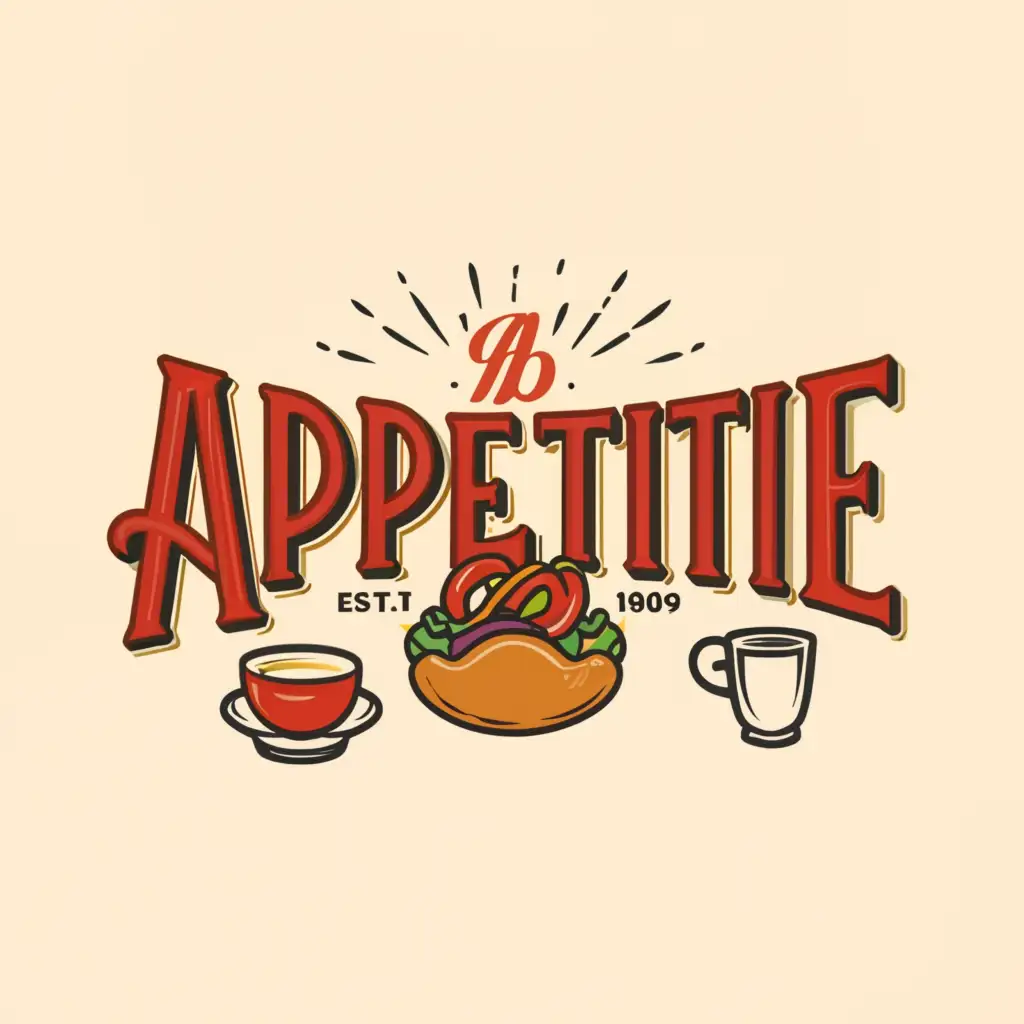 a logo design,with the text "APPETITE", main symbol:HOT DOG, TEA, COFFEE,Moderate,be used in Restaurant industry,clear background