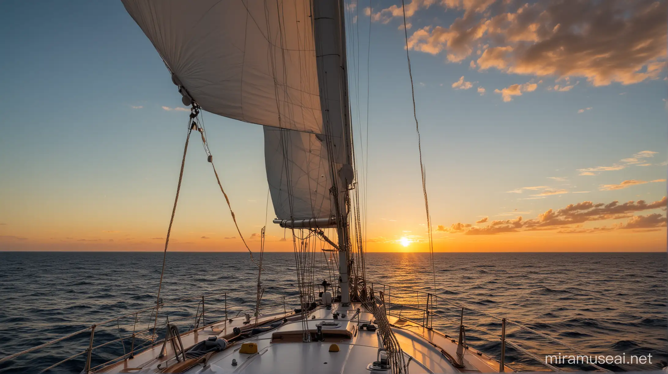 sunset sailing on the gulf of mexico, hi resolution, nikon, close up, 
 on deck view

